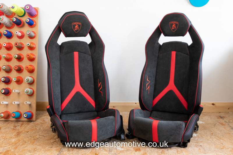 Lamborghini SV seats leather alcantara retrim red grey